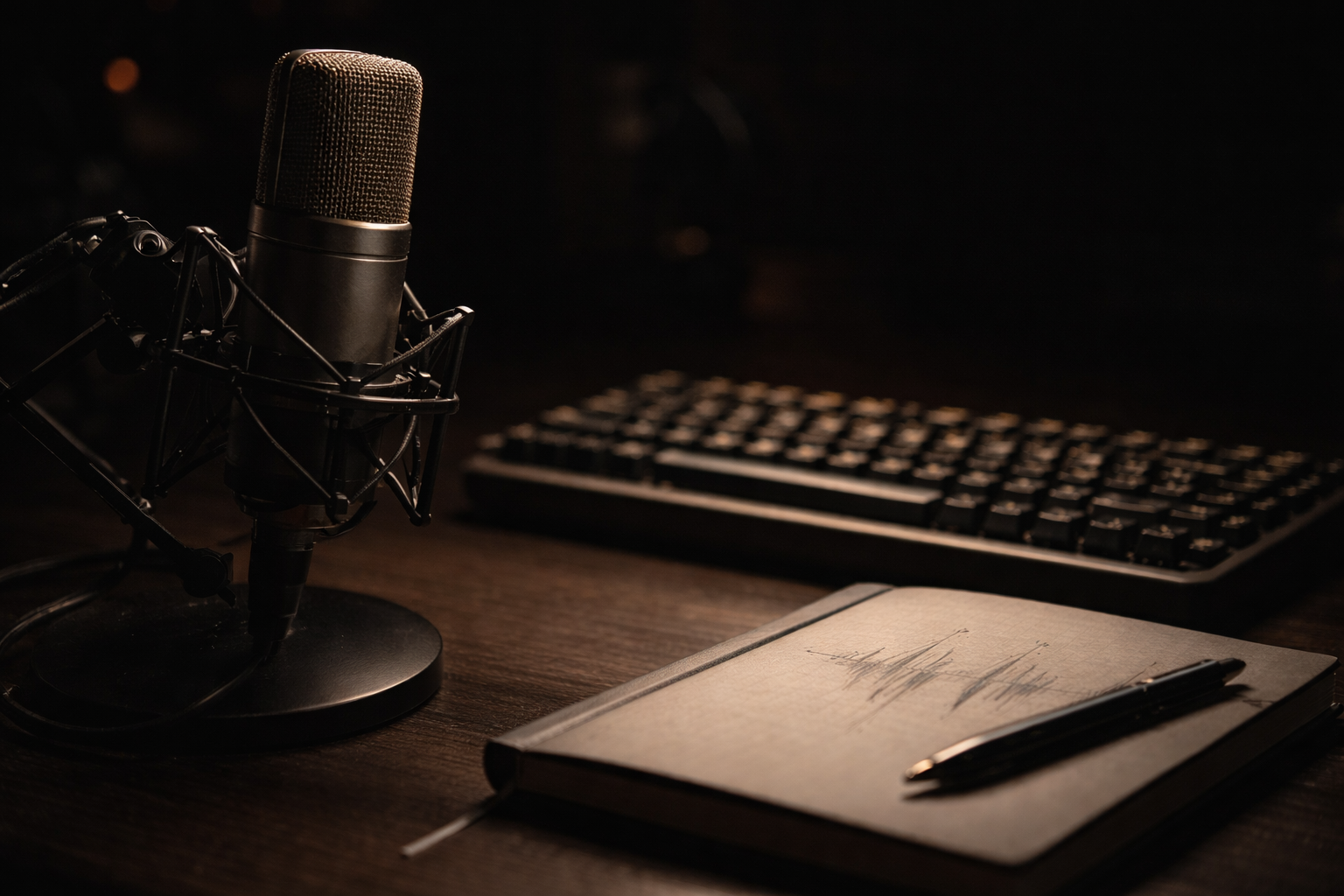 Microphone and keyboard still life